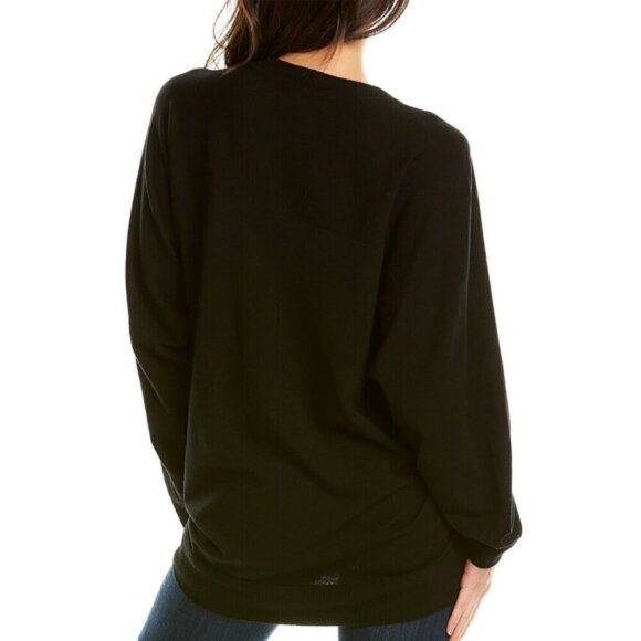 Theory Champlain Pullover Wool-Blend Knit Sweatshirt Sweater, Black - Picture 4 of 4